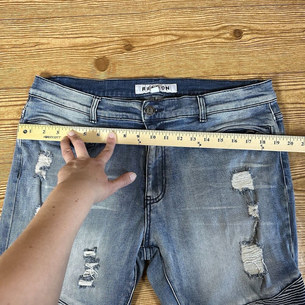 Reason Denim Jeans Distressed Mulberry Moto Jeans Men’s Size 40 Hand Crafted - Picture 7 of 16